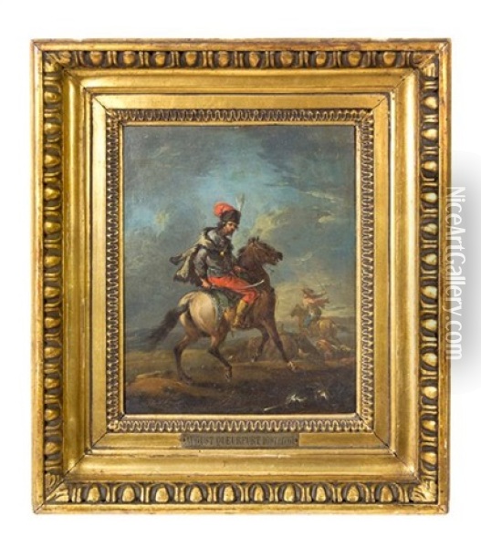 A Soldier On Horseback Oil Painting - August Querfurt