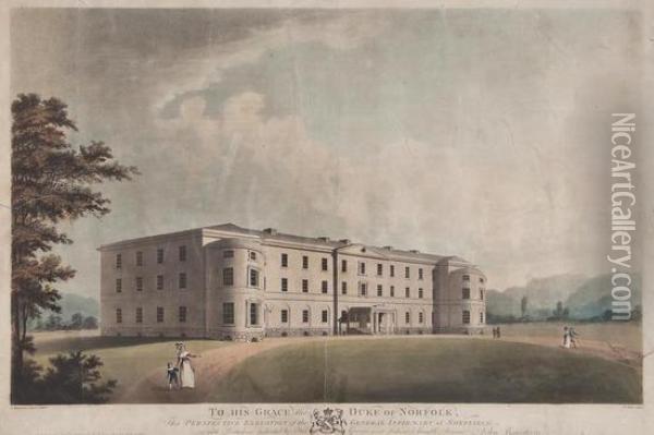 Perspective Elevation Of The General Infirmary At Sheffield Oil Painting - Francis Jukes