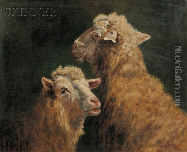 Two Sheep Oil Painting - Rosa Bonheur