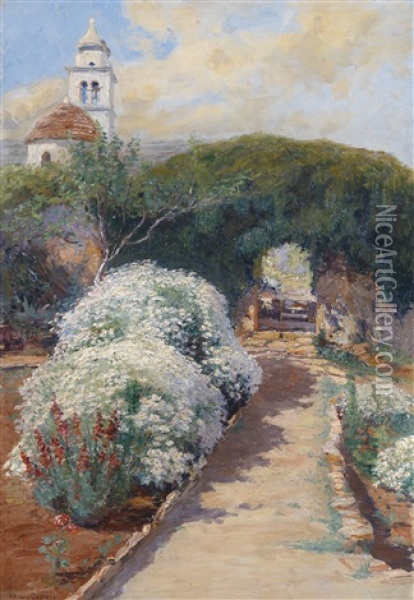 Bluhender Klostergarten In Novi Vinodolski (?) Oil Painting - Menci Clemens Crncic