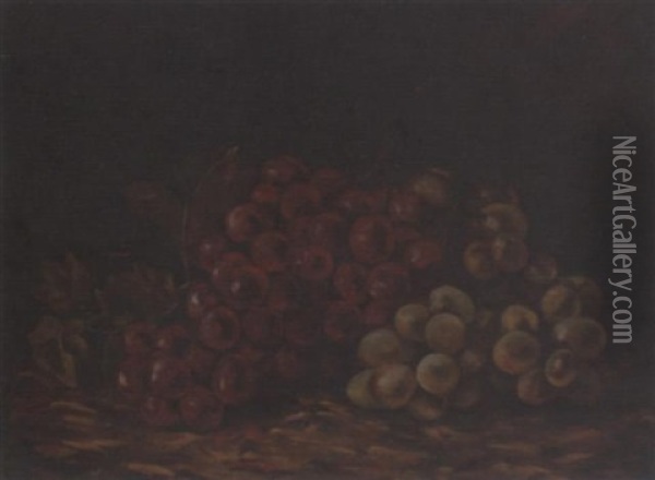 Still Life With Purple And White Grapes Oil Painting - Joseph Becker