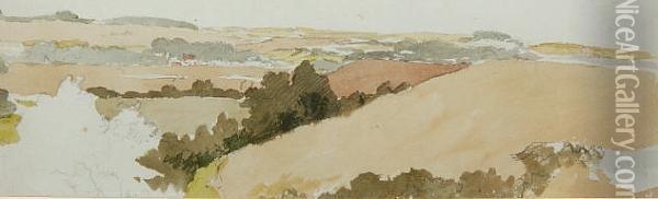 A Distant View Of Upper Sheringham Oil Painting - James Stark