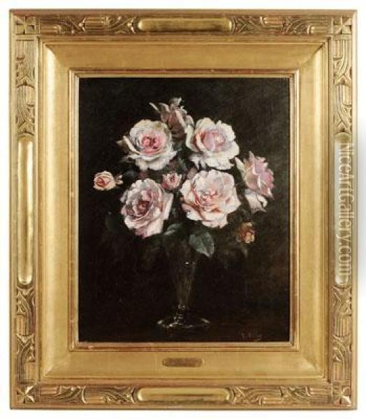 Vase Of Roses Oil Painting - Antoine Vollon