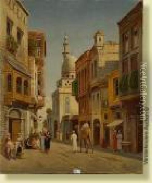 Rue Au Mouski Dans Le Vieux Caire Oil Painting - Victor Carabain