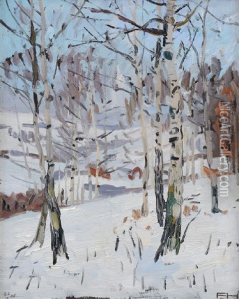Birken Im Schnee (hinter Dem Schonblick) Oil Painting - Felix Hollenberg