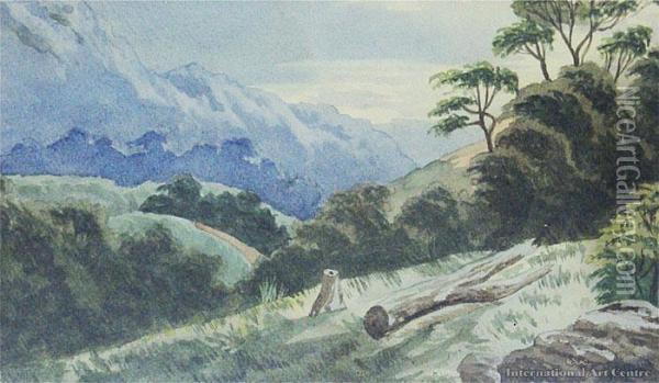 Rural Scene With Felled Tree Oil Painting - John Barr Clarke Hoyte