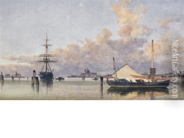 Boats On The Venetian Lagoon Oil Painting - Edward William Cooke