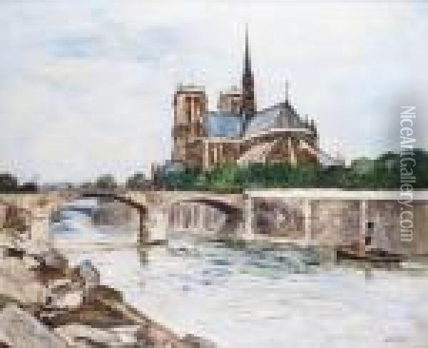 Paris, 
Notre-dame Oil Painting - Marcel Leprin