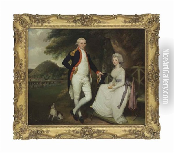 Double Portrait Of Lieutenant-colonel William Sydenham (1752-1801), Small Full-length, In Officer