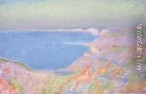 Sur La Falaise Pres De Dieppe, Soleil Couchant Oil Painting - Claude Oscar Monet
