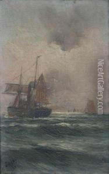 Marine Met Zeilboten Oil Painting - Romain Steppe