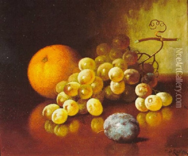 Oranges, Grapes And Plums Oil Painting - Carducius Plantagenet Ream