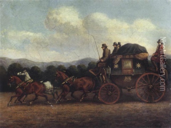 The Gloucester Royal Mail Coach Oil Painting - Charles Cooper Henderson