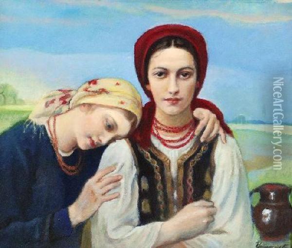 Balladyna I Alina Oil Painting - Jozef Unierzyski