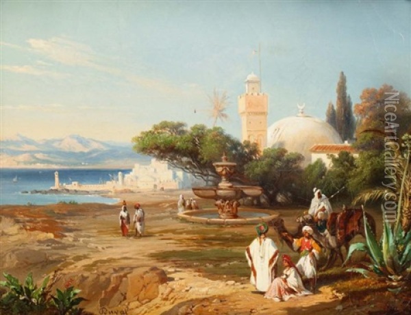 Halte Devant (saida, Beyrouth?) Oil Painting - Etienne Duval