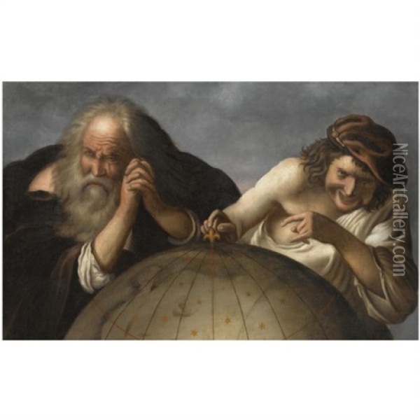 Democritus And Heraclitus Oil Painting - Johan Moreelse