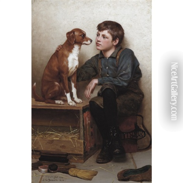 Shoe Shine Boy With Dog Oil Painting - John George Brown