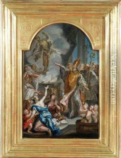 Il Miracolo Di Santa Caterina Oil Painting - Carlo Innocenzo Carloni