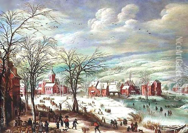 Dutch Scene in Winter Oil Painting - Willem Amersfoort