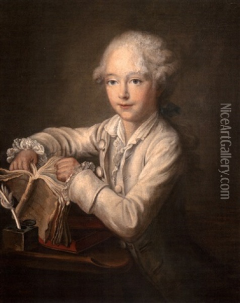 Portrait De Marquis De Briges Enfant Oil Painting - Francois Hubert Drouais
