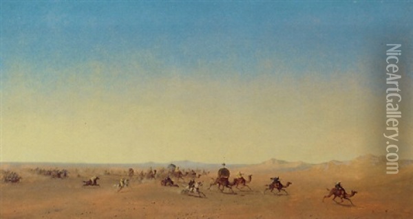 A Desert Battle Oil Painting - Henrik August Ankarcrona
