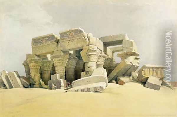 Ruins of the Temple of Kom Ombo, from Egypt and Nubia, Vol.1 Oil Painting - David Roberts