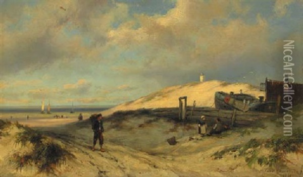 In The Dunes Near Katwijk Oil Painting - Johannes Hermanus Barend Koekkoek