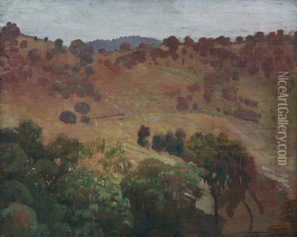 Landscape, Australia (sketch) Oil Painting - George Washington Lambert
