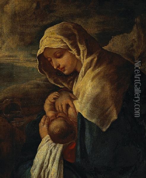 The Madonna Nursing The Christ Child Oil Painting - Paolo di Matteis