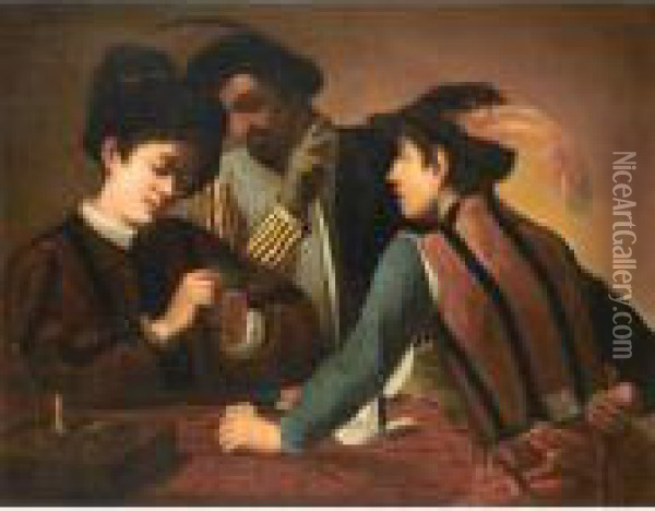 The Cardplayers Oil Painting - Michelangelo Merisi Da Caravaggio