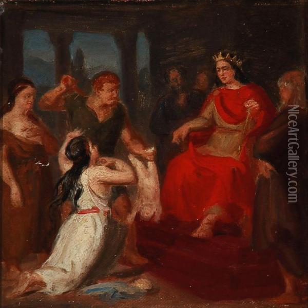 The Judgment Of King Solomon Oil Painting - August Carl Vilhelm Thomsen