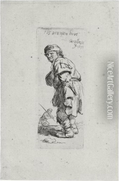 A Peasant Calling Out: 'tis Vinnich Kout (b., Holl. 177; H. 114; Bb. 34-e) Oil Painting - Rembrandt Van Rijn