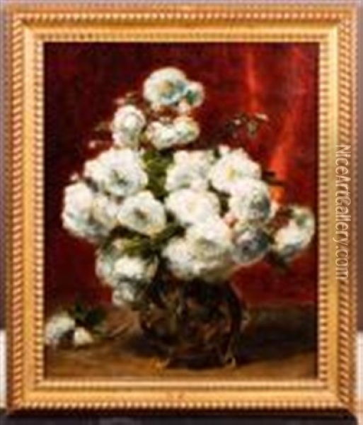 Bouquet De Fleurs Blanche Oil Painting - Alexis Kreyder