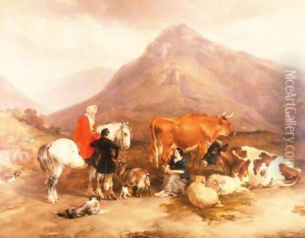 Among the Mountains in Cumberland Oil Painting - Thomas Sidney Cooper