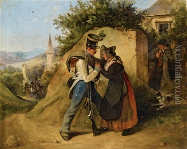 Abschied Des Rekruten Von Der Mutter Oil Painting - Johann Friedrich Treml