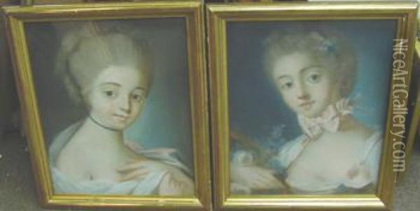Portraits Of Young Women: Two Oil Painting - Pietro Antonio Rotari