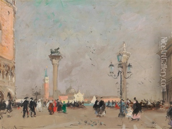 Piazzetta San Marco Oil Painting - Italico Brass