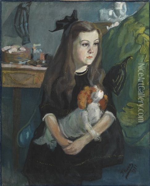 Portrait Of A Girl Oil Painting - Petr Ivanovich Kelin