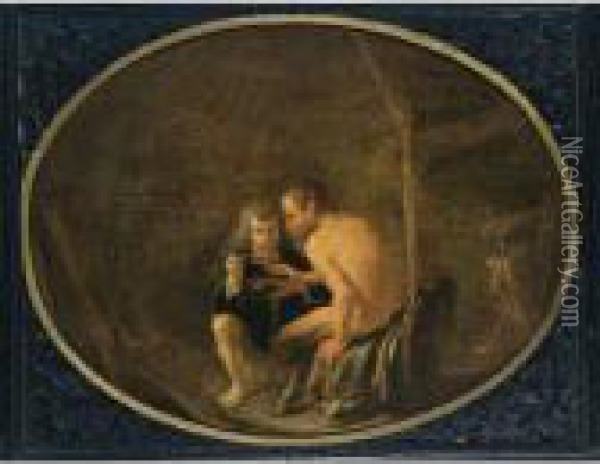 The Satyr And The Peasant Oil Painting - Phb Monogrammist