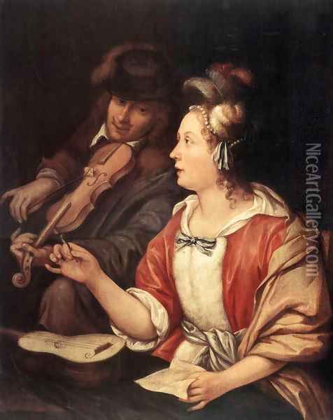 The Music Lesson 2 Oil Painting - Frans van Mieris