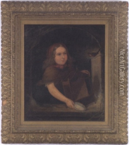 Portrait Of A Young Girl Playing With A Bird Oil Painting - Sarah Miriam Peale