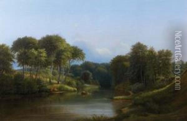Lac En Foret Oil Painting - Ferdinand Reichardt