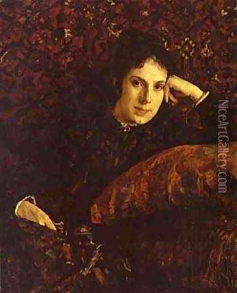 Portrait Of Yekaterina Chokolova 1887 Oil Painting - Valentin Aleksandrovich Serov