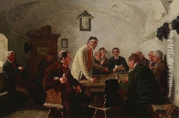 Bauerlicher Disput Oil Painting - Hugo Kotschenreiter