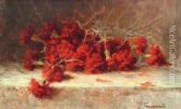 Red Carnations Oil Painting - Giuseppe Cadenasso