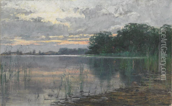 River Scene Oil Painting - Alexander Alexandrovich Kiselev