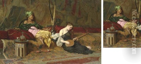 A Musical Interlude Oil Painting - Alexandre-Louis Leloir