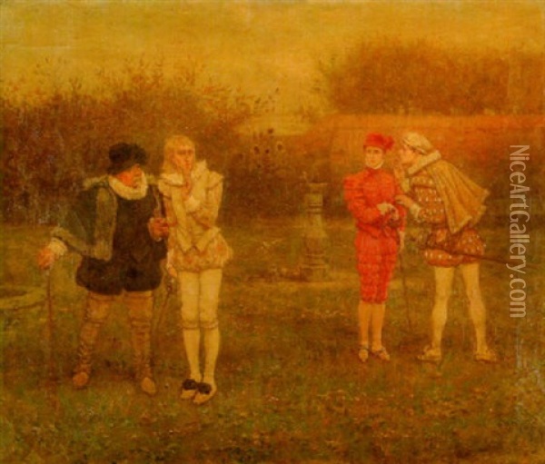 Duel Scene Form Shakespeare's Twelfth Night Oil Painting - George Henry Boughton