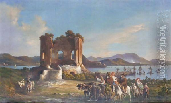 Neapolitan View Oil Painting - Consalvo Carelli