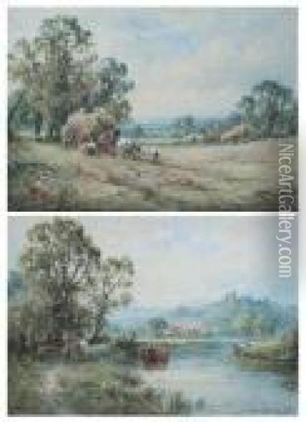 'a Sussex Hayfield', And 'arundel, Sussex', A Pair Oil Painting - Henry John Kinniard